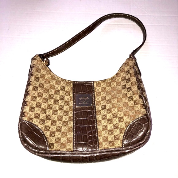 Liz Claiborne | Small Tan and Brown Shoulder Strap Purse - Picture 1 of 12